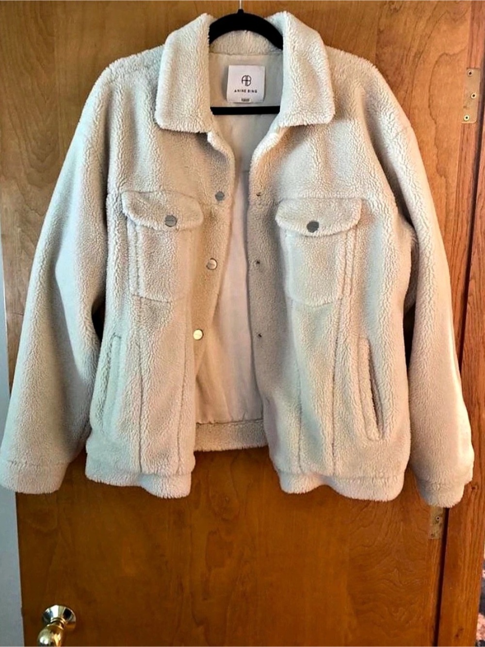 Anine Bing Camden Jacket Teddy Fleece in White